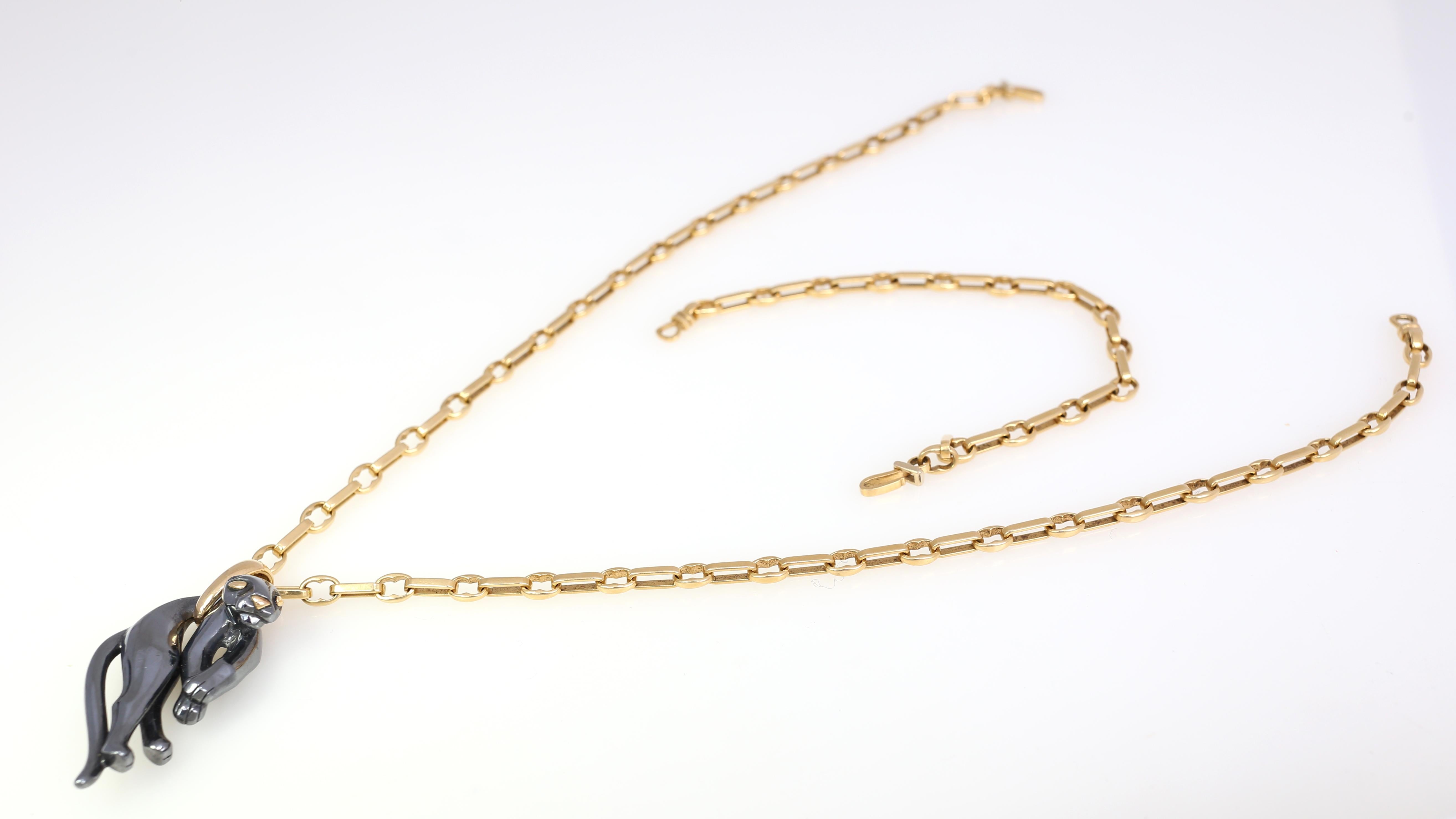 Cartier Panthère Halskette Anhänger 18 Karat Gelbgold Kette:: 1990 4