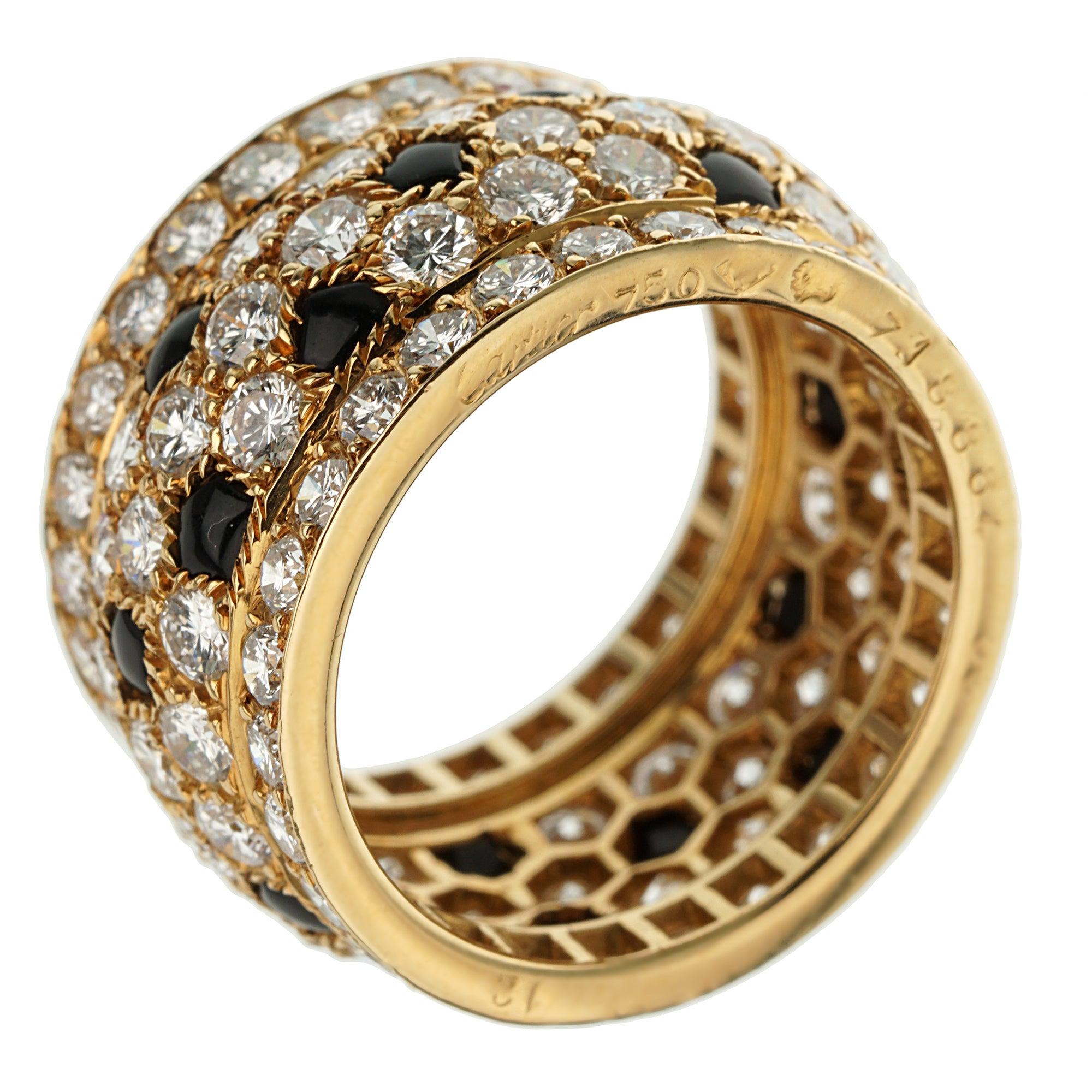 Cartier Bague Panthère Nigéria Diamant Onyx Or Jaune 18k Sz 6 1/4 Excellent état - En vente à Feasterville, PA