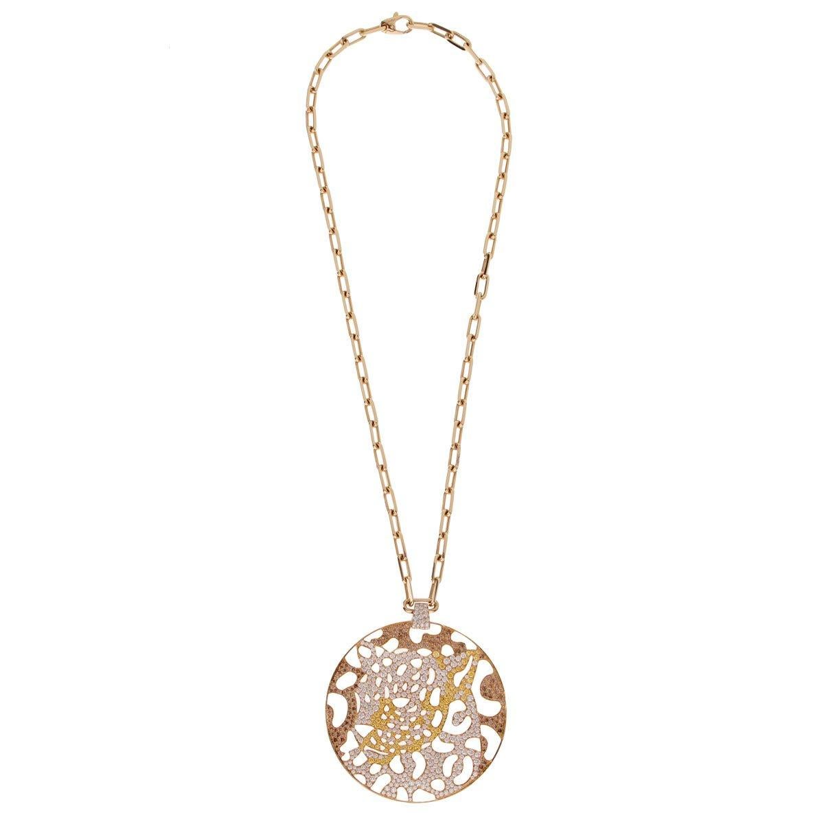 Cartier Panthere Openwork Limited Edition 18k Gelbgold Diamant-Halskette für Damen oder Herren im Angebot