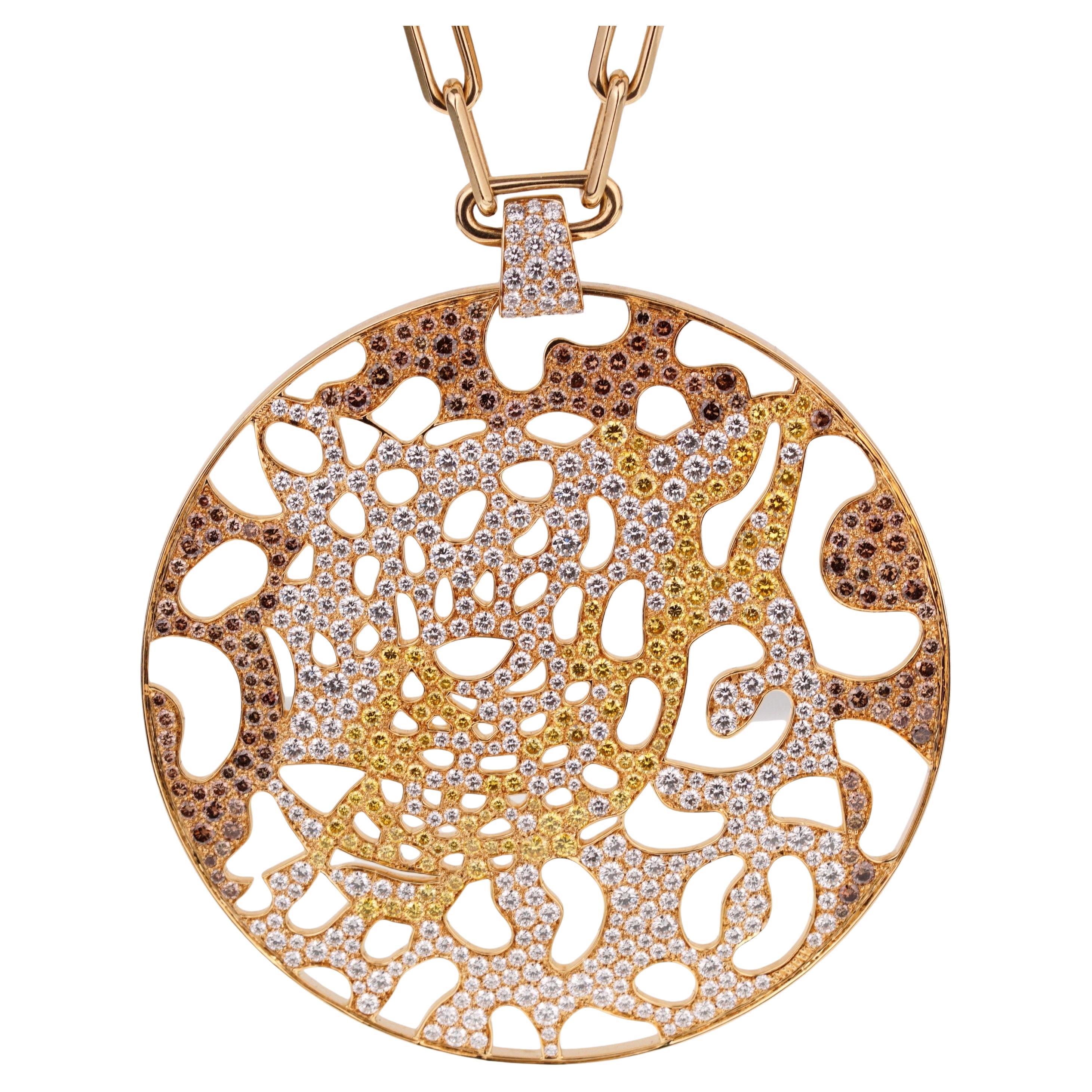 Cartier Panthere Openwork Limited Edition 18k Gelbgold Diamant-Halskette im Angebot