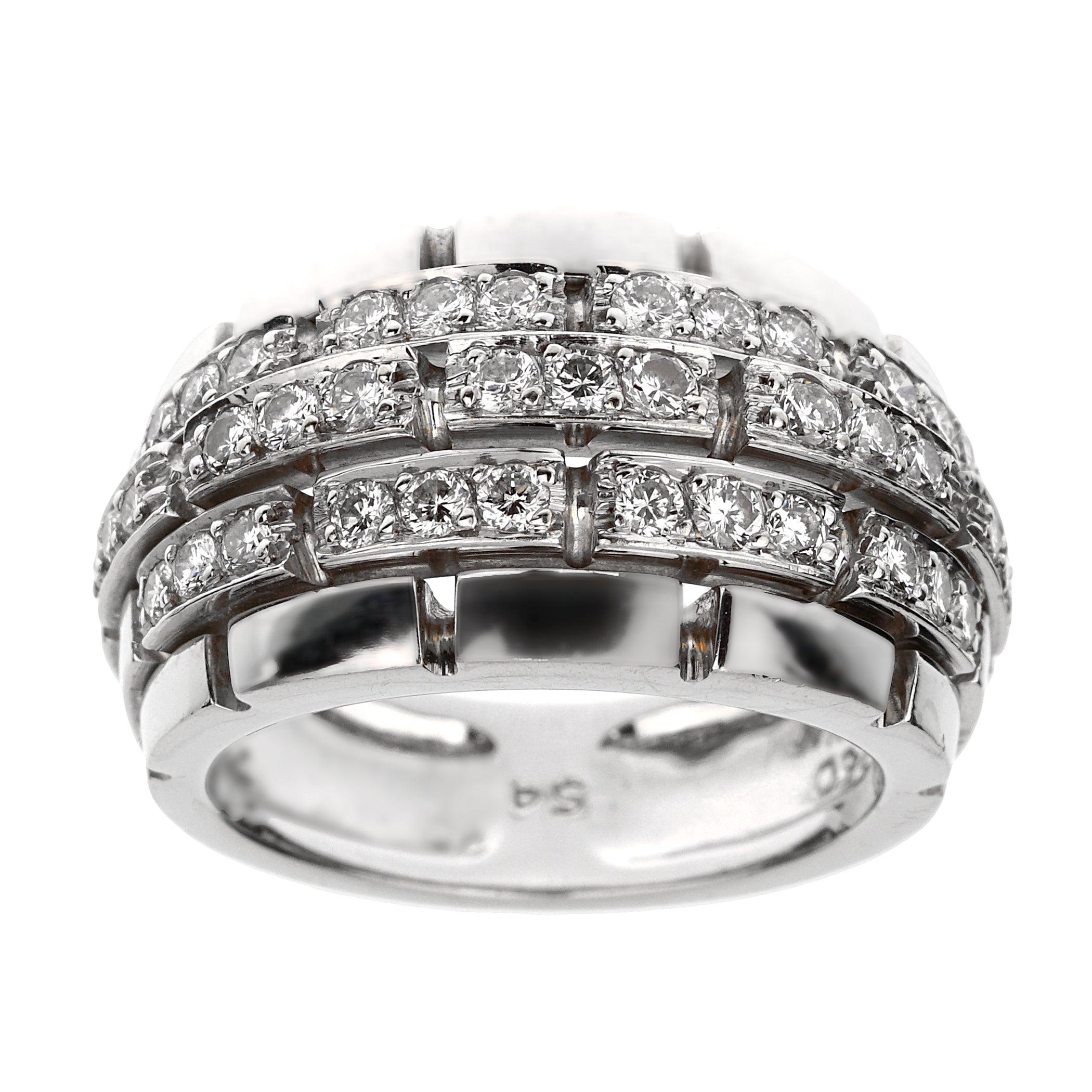 Cartier Panthere Oriane Diamante 18k Oro Blanco Anillo de Cóctel Sz 7 Corte redondo en venta