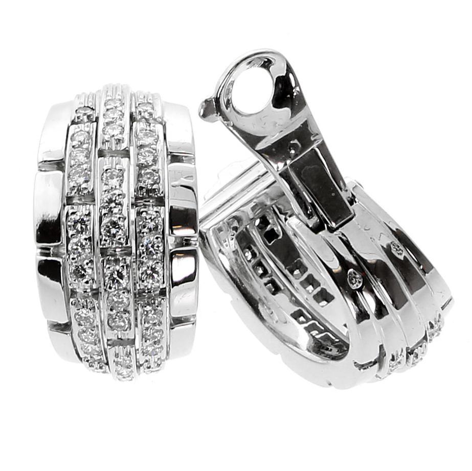 Boucles d'oreilles en or blanc 18k Panthère Oriane Diamant Cartier Excellent état - En vente à Feasterville, PA