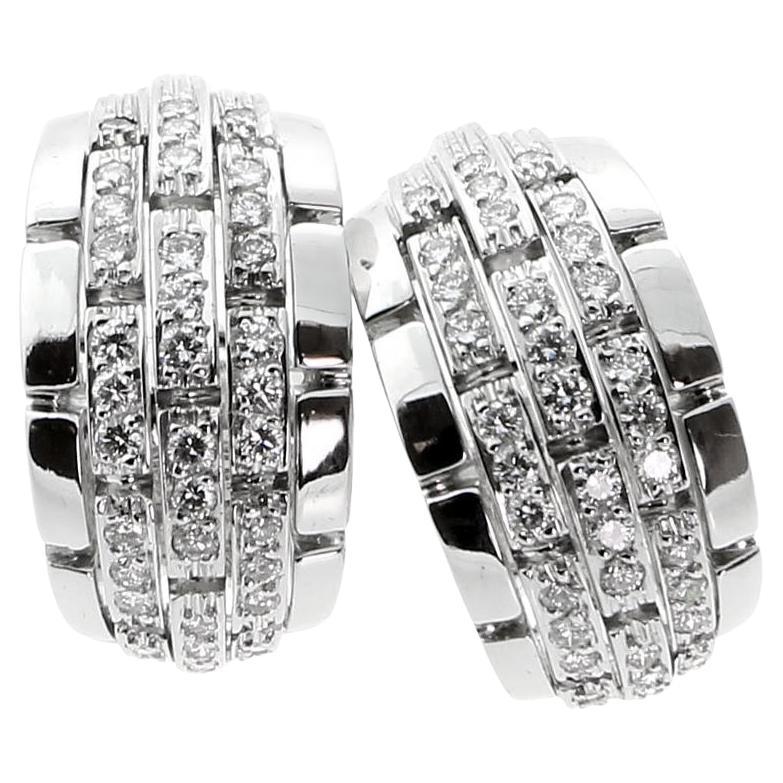 Boucles d'oreilles en or blanc 18k Panthère Oriane Diamant Cartier