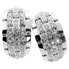 Cartier Panthere Oriane Diamond 18k White Gold Hoop Earrings