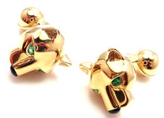 Boutons de manchette Cartier Panthere Panther Emerald Onyx en or jaune