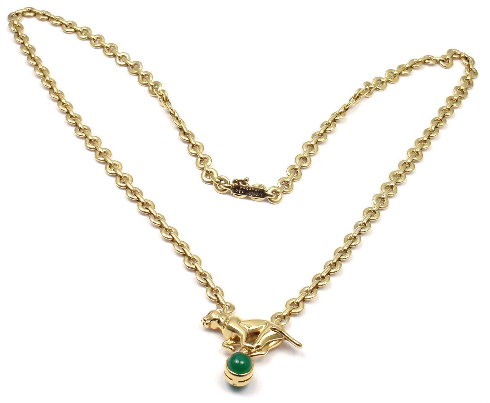 Cartier Panthere Panther Green Chalcedony Yellow Gold Necklace 3