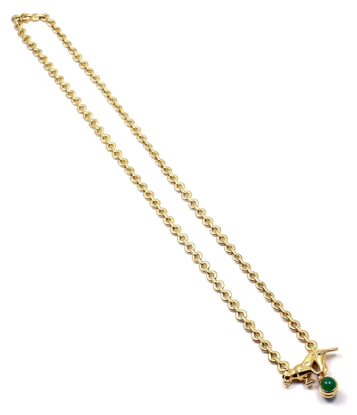 Women's or Men's Cartier Panthere Panther Green Chalcedony Yellow Gold Necklace