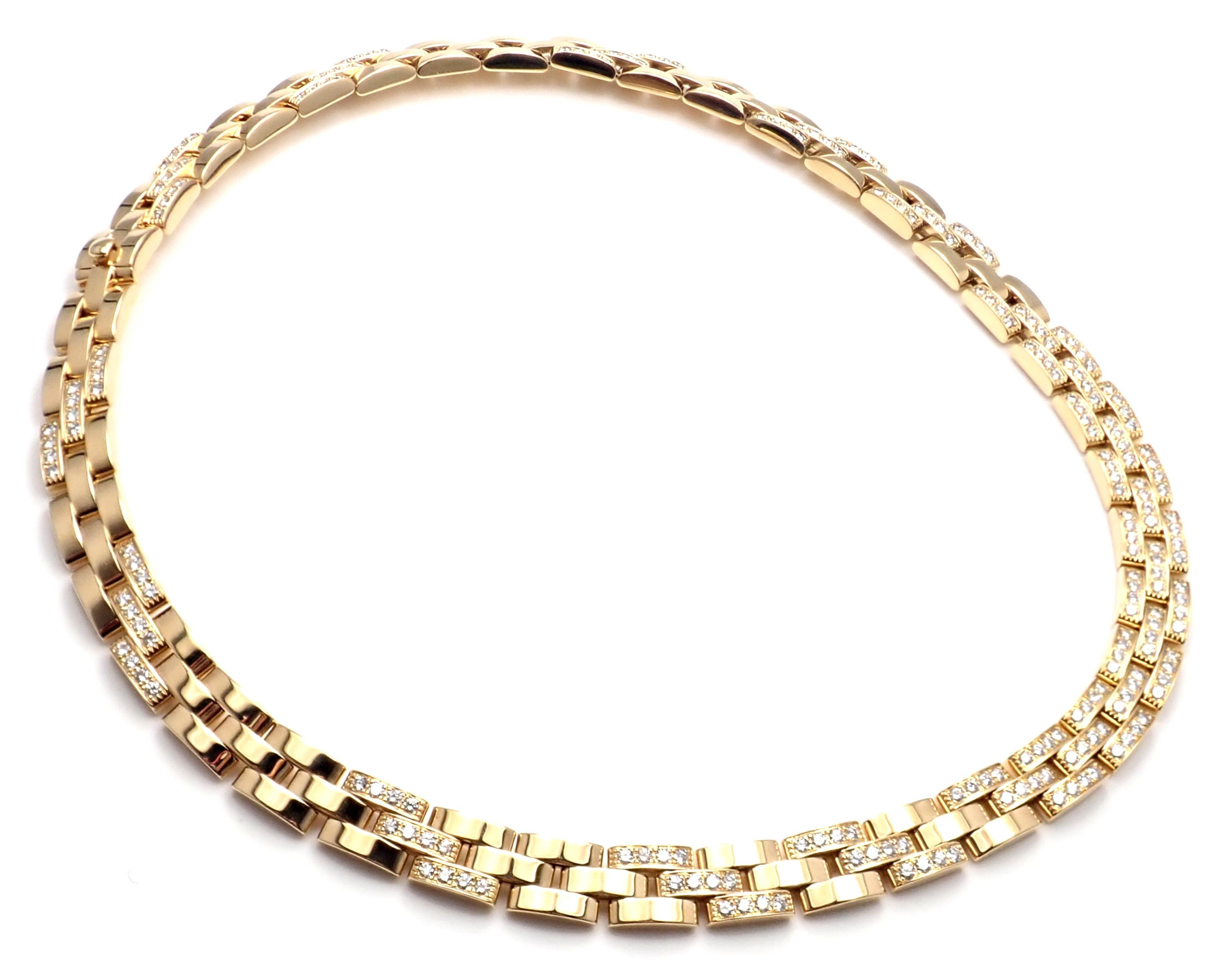 Cartier Panthere Panther Maillon Diamond Yellow Gold Necklace In New Condition In Holland, PA