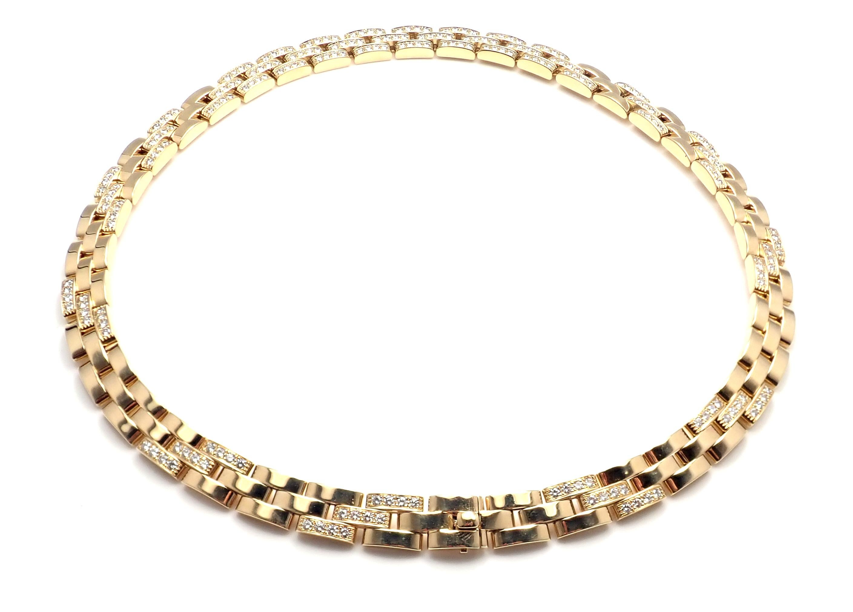 Women's or Men's Cartier Panthere Panther Maillon Diamond Yellow Gold Necklace