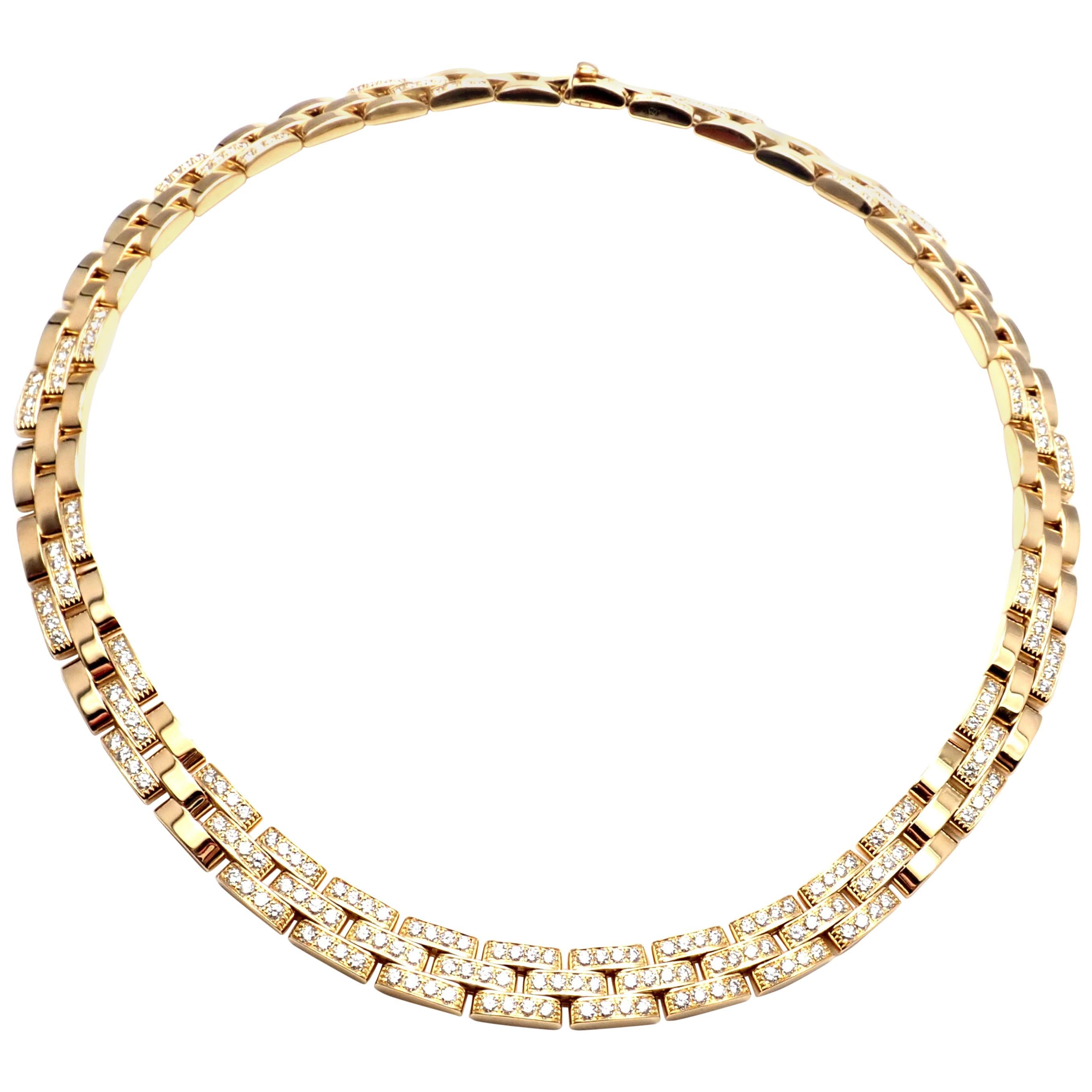 Cartier Panthere Panther Maillon Diamond Yellow Gold Necklace