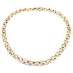 Retro Cartier Panthere Panther Maillon Diamond Yellow Gold Necklace