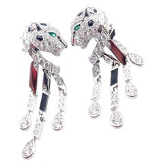 Orecchini Cartier Panthere Panther Pave Diamond Black Onyx Oro Bianco Smeraldo