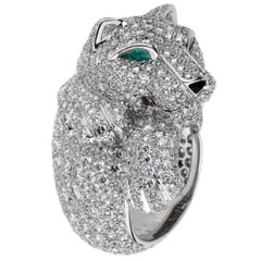 Cartier Panthere Pave Diamond Emerald White Gold Ring