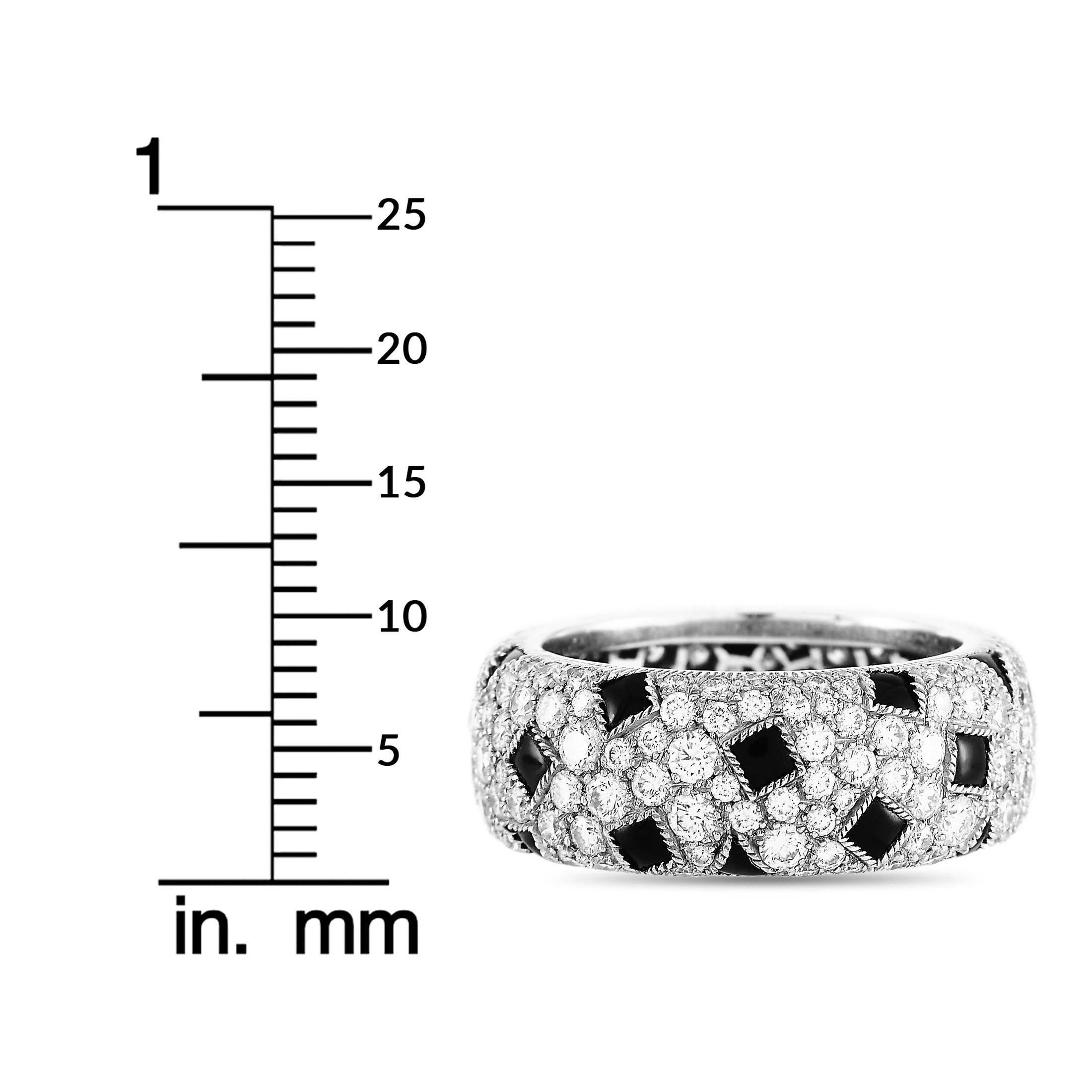 Cartier Panthère Pelage 18 Karat White Gold Diamond and Onyx Eternity Band In Excellent Condition In Southampton, PA