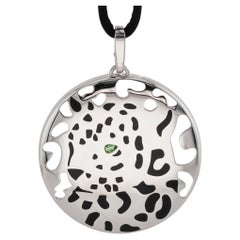 CARTIER Panthere Pelage Black Lacquer Tsavorite White Gold Necklace
