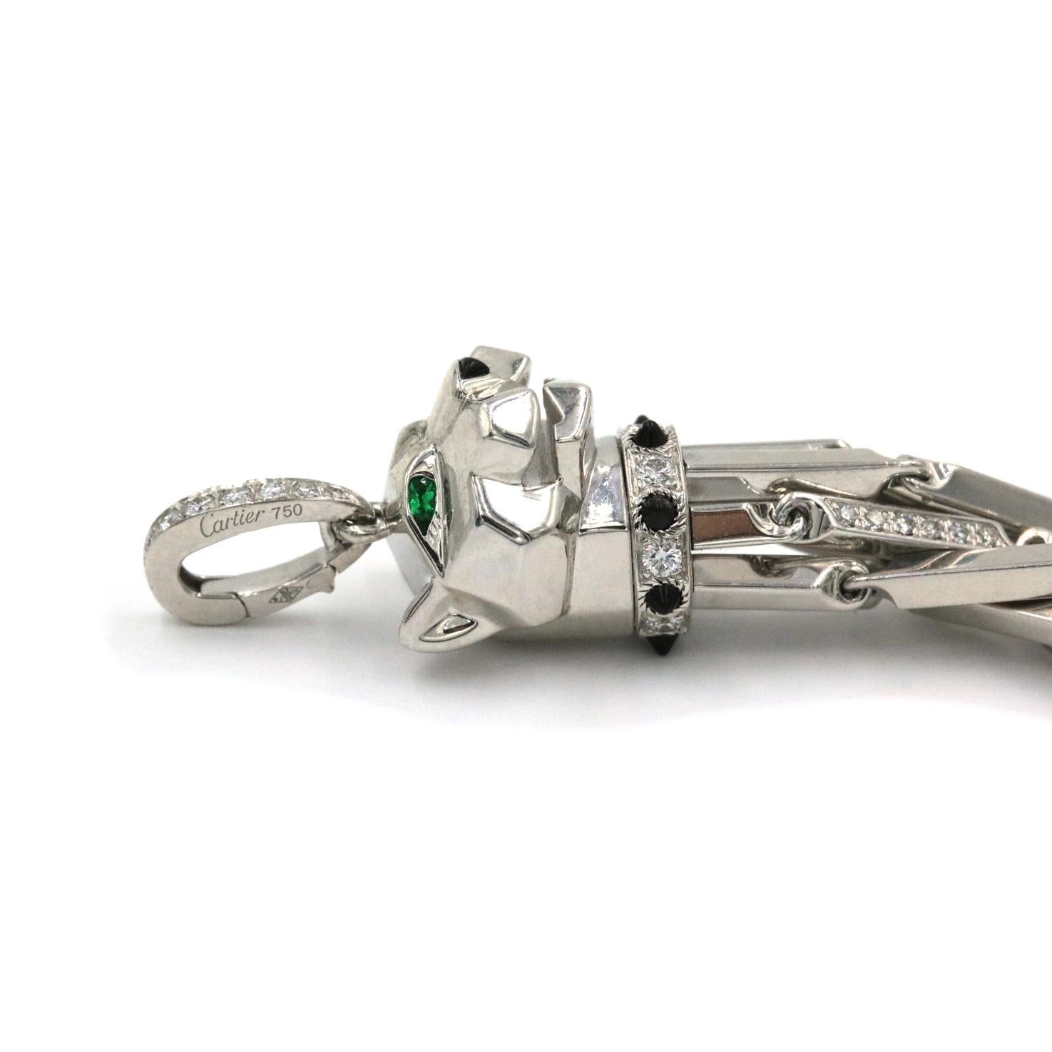 Collana Cartier Panthere Pompom con diamanti, tsavorite e onice in argento 18 carati in vendita 2