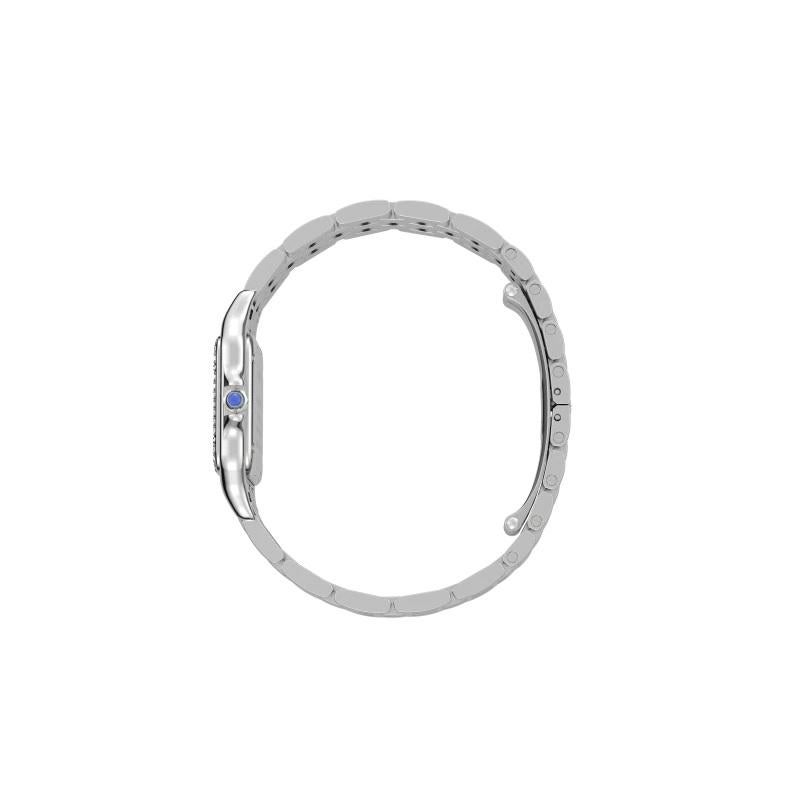Round Cut Cartier Panthère Quartz Movement Medium Model Diamond and Steel Watch W4PN0008
