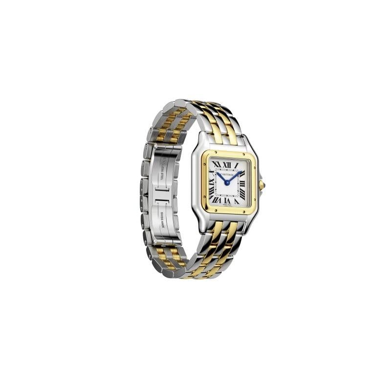 Cartier Panthère Quartz Movement Medium Model Yellow Gold & Steel Watch W2PN0007 In New Condition In Wilmington, DE