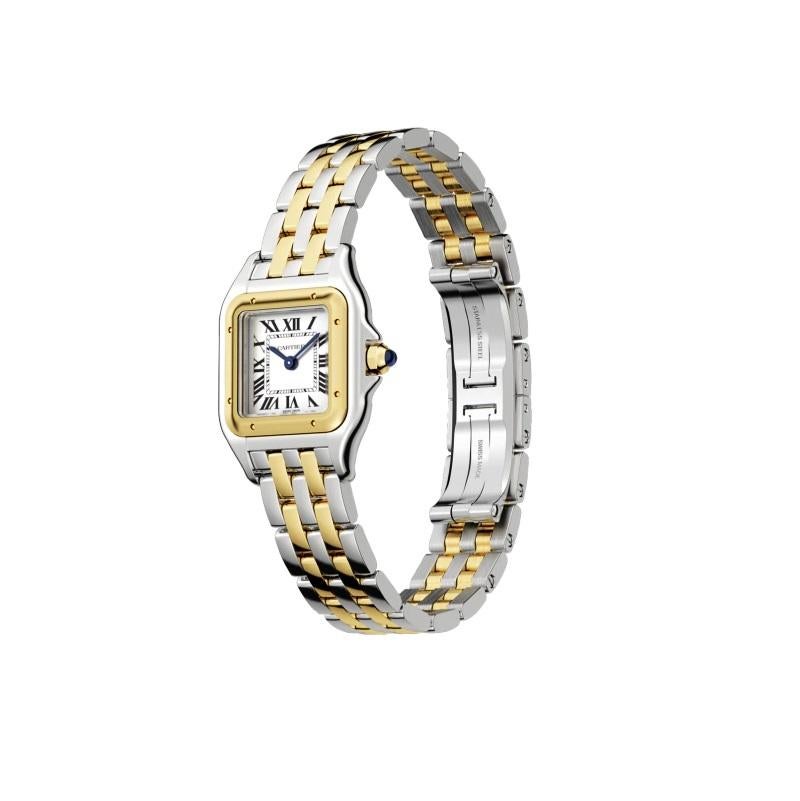 Cartier Panthère Quartz Movement Small Model Gold and Steel Watch W2PN0006 In New Condition In Wilmington, DE