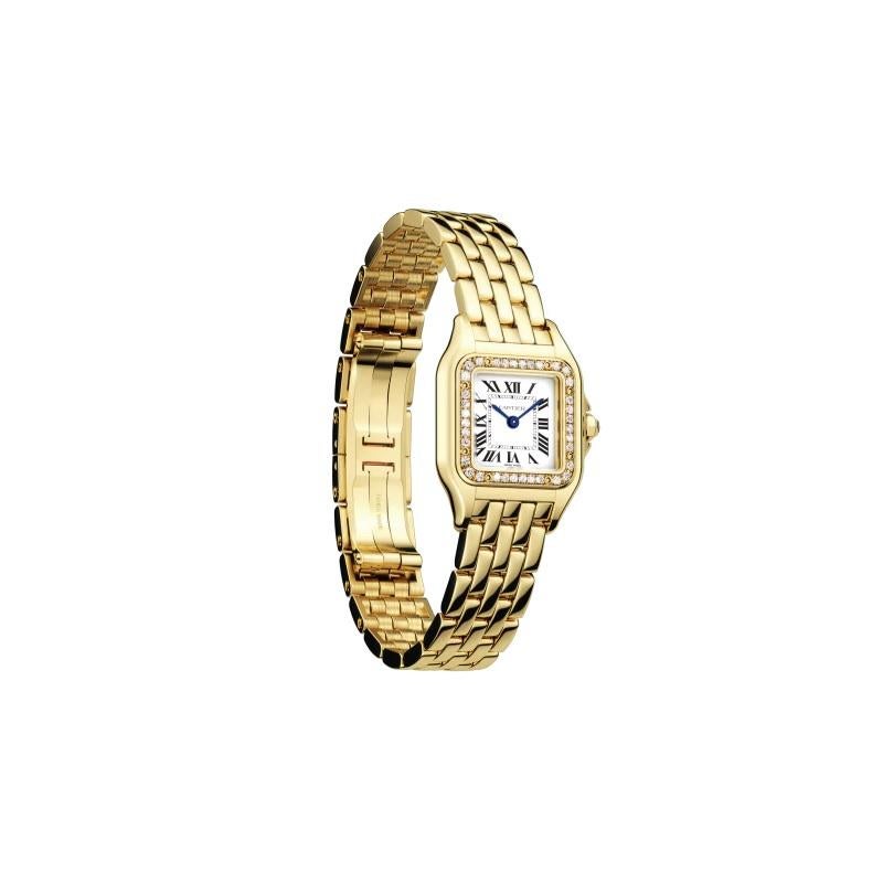 Round Cut Cartier Panthère Quartz Small Model Yellow Gold and Diamond Watch WJPN0015