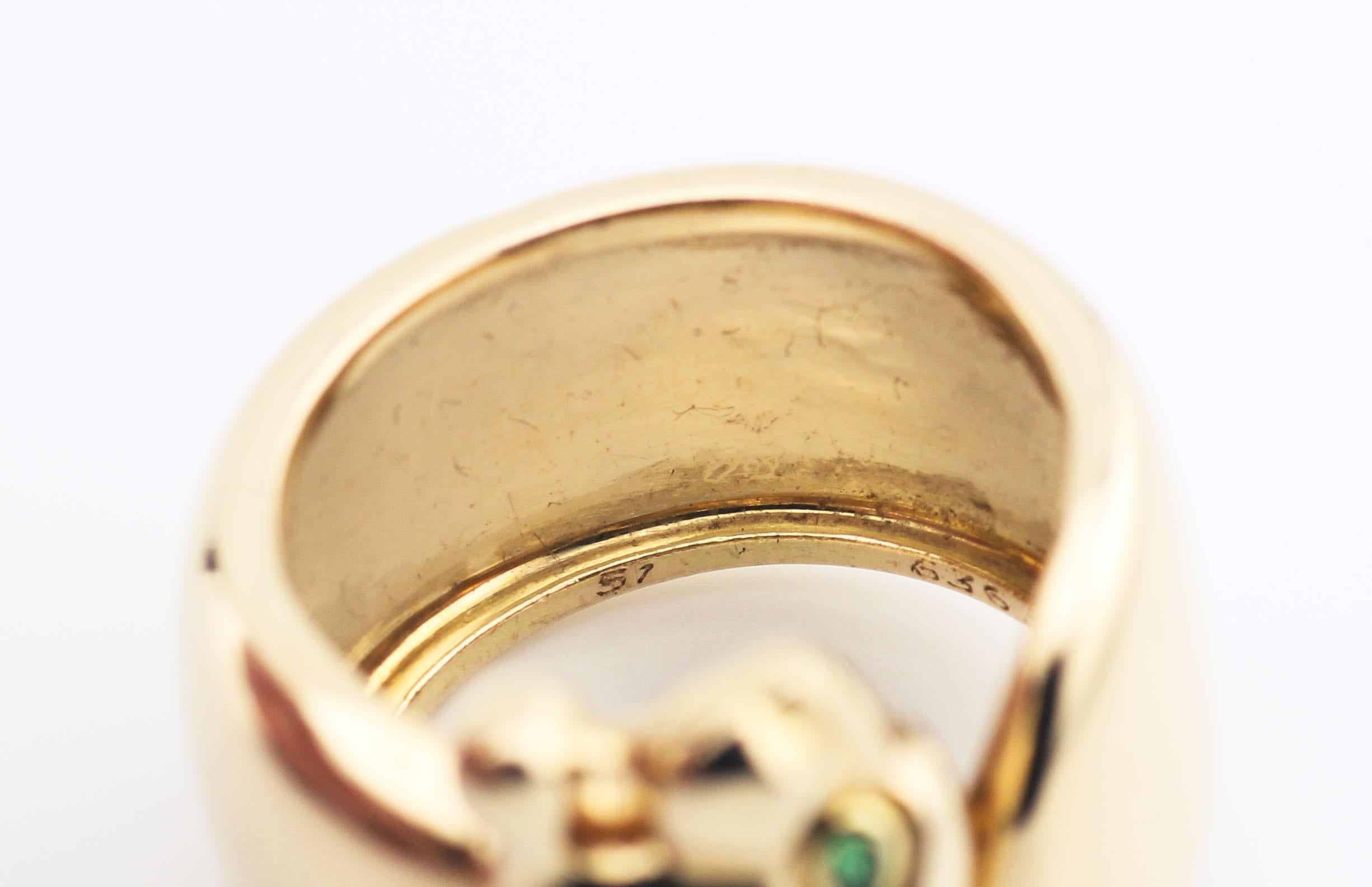 Cartier Panthere Rare Vintage Emerald 18K Yellow Gold Ring size 51 5