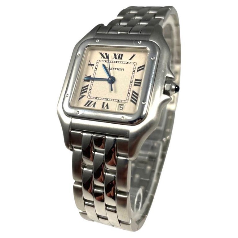 Cartier Panthere Ref. 1310 Stainless Steel Roman Numerals Champagne Dial For Sale