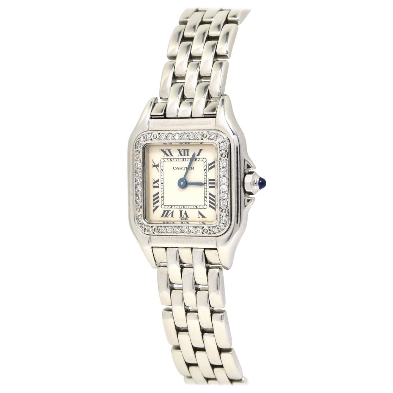 Cartier Panthere Ref. 1320 Custom Diamond Stainless Steel Watch