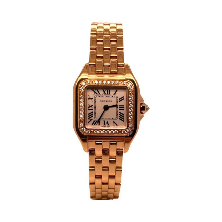 Women's Cartier Panthere Ref. WJPN0008 Diamond Bezel 18k Rose Gold Watch For Sale