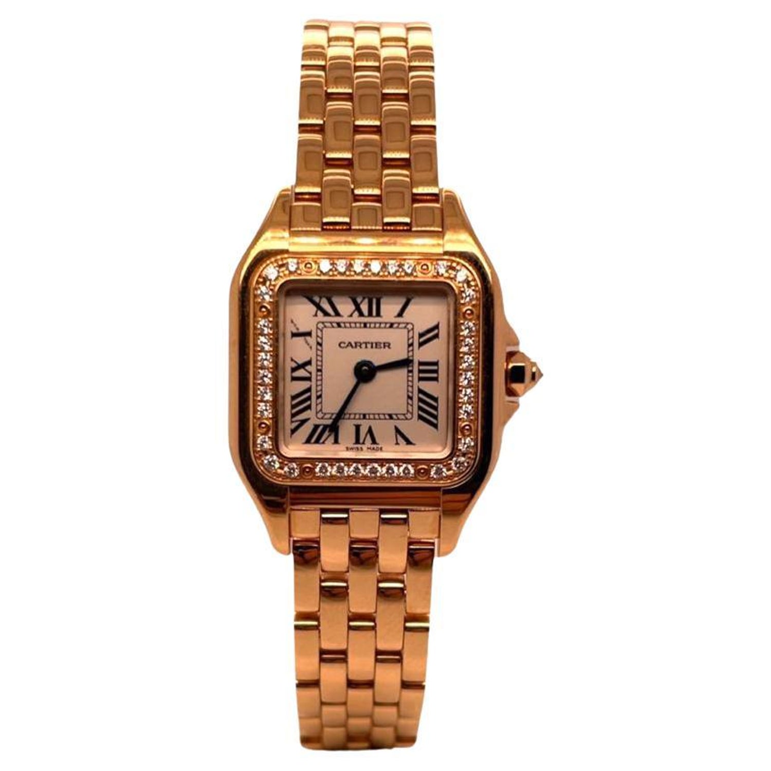 Cartier Panthere Ref. WJPN0008 Diamond Bezel 18k Rose Gold Watch For Sale  at 1stDibs