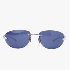 Cartier Panthère Rimless Sunglasses – Blue Gradient Lenses, Silver Detail- '00s