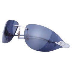 Cartier Panthère Rimless Sunglasses – Blue Gradient Lenses, Silver Detail- '00s