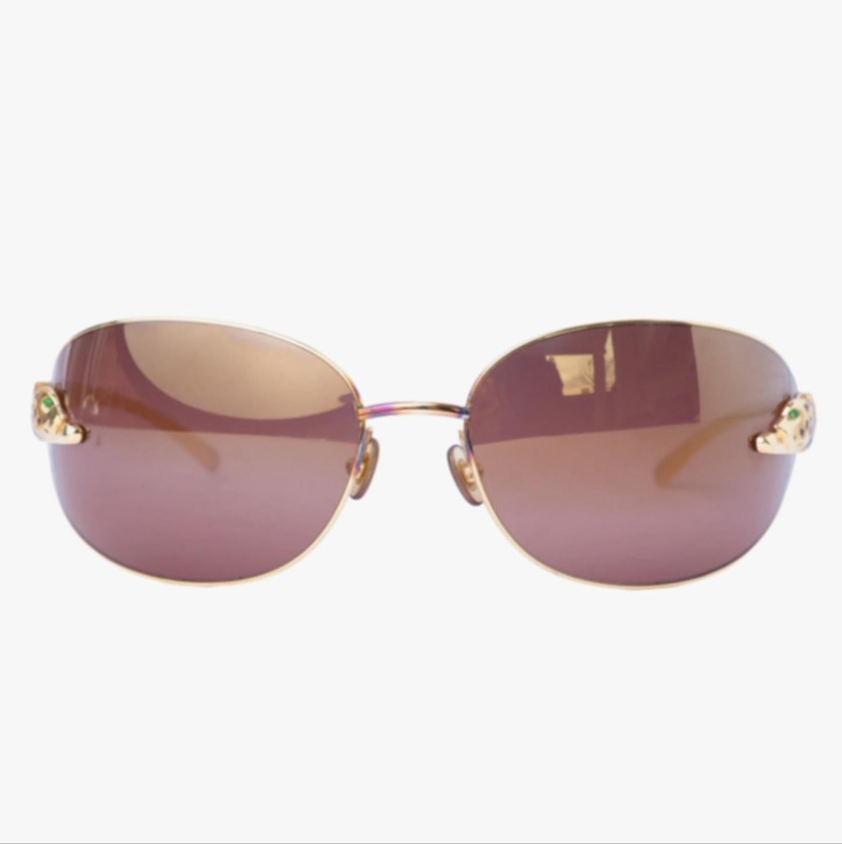 Cartier Panthère Rimless Sunglasses in Gold with Burgundy Gradient ...
