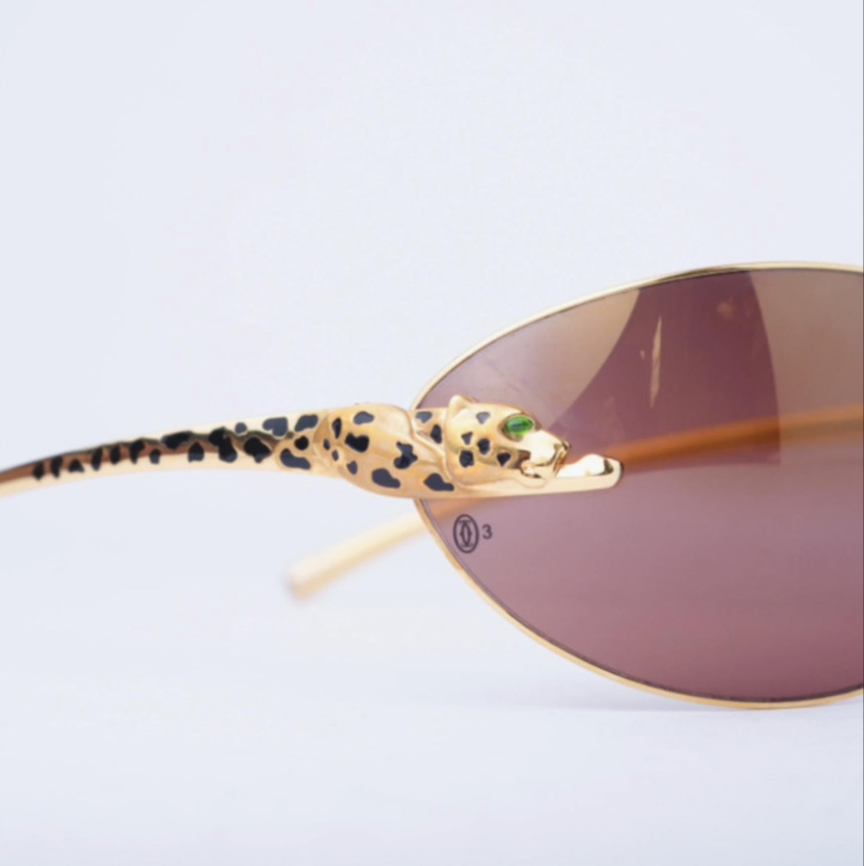 Cartier Panthère Rimless Sunglasses in Gold with Burgundy Gradient ...