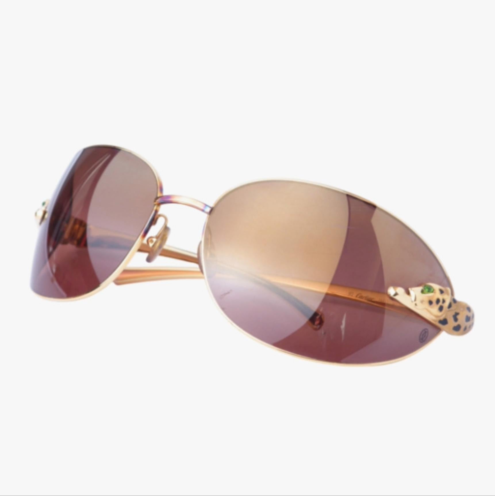 Cartier Panthère Rimless Sunglasses in Gold with Burgundy Gradient ...