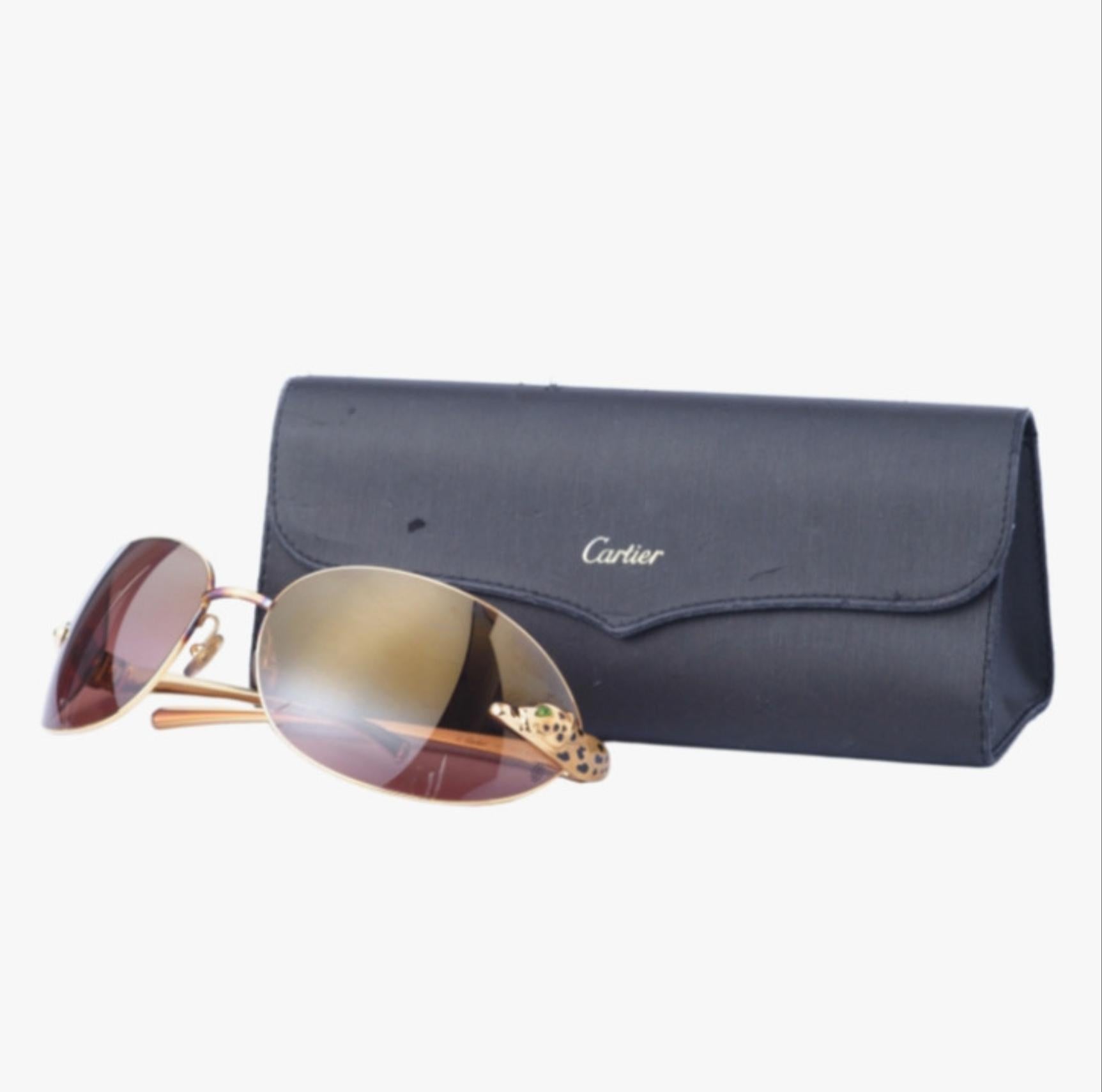 Cartier Panthère Rimless Sunglasses in Gold with Burgundy Gradient ...
