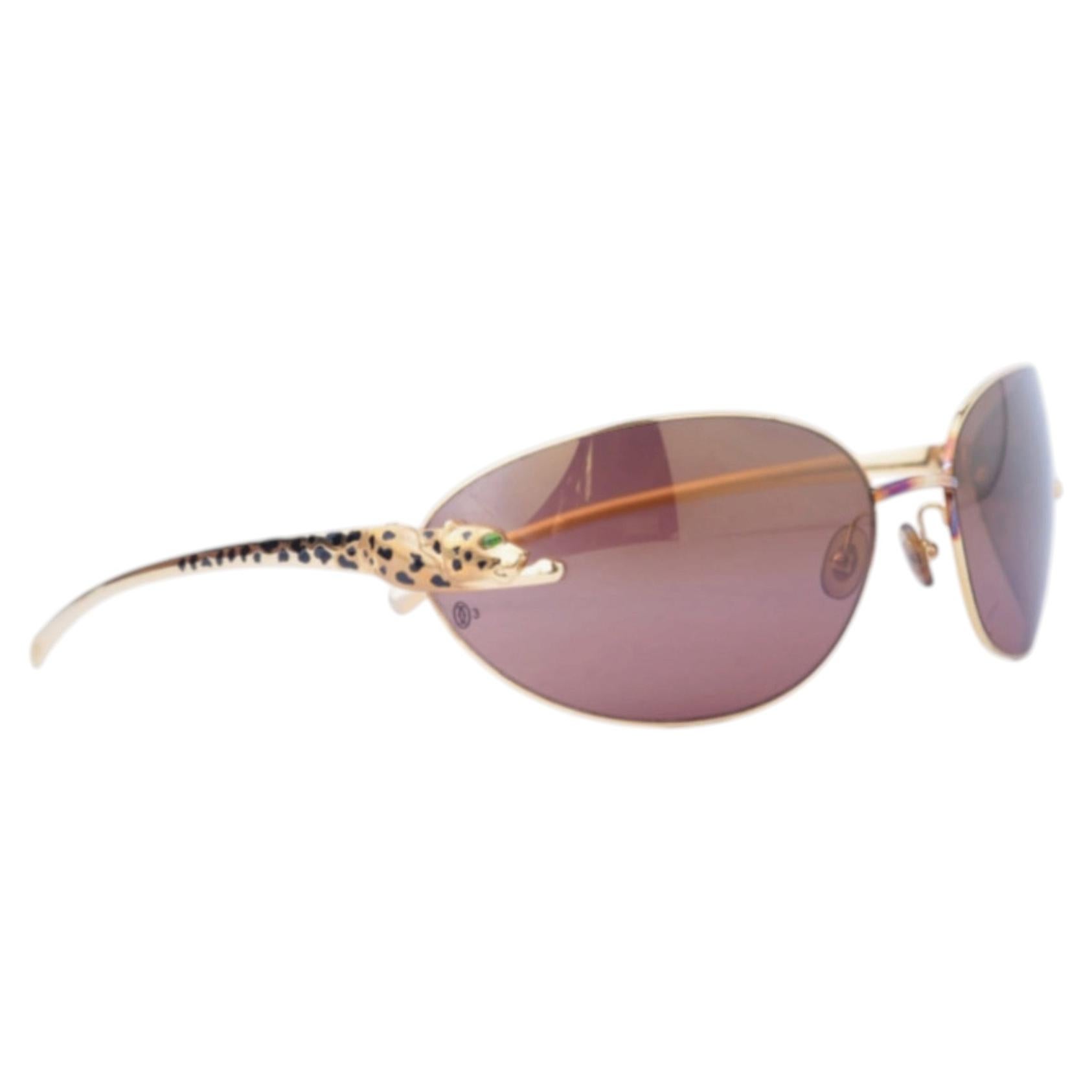 Cartier Panthère Rimless Sunglasses in Gold with Burgundy Gradient ...