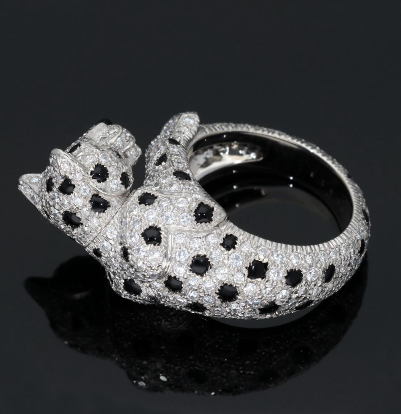 Anello Cartier Panthere Certificato Diamante Smeraldo Onice Platino US 6 1/4 in vendita 12