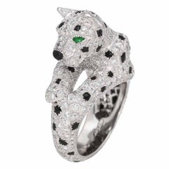 Cartier Panthère Ring in Platinum with Diamond, Emerald & Onyx – US 6 1/4