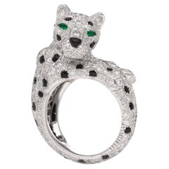 Cartier Panthere Ring Certificate Diamond Emerald Onyx Platinum US 6 1/4
