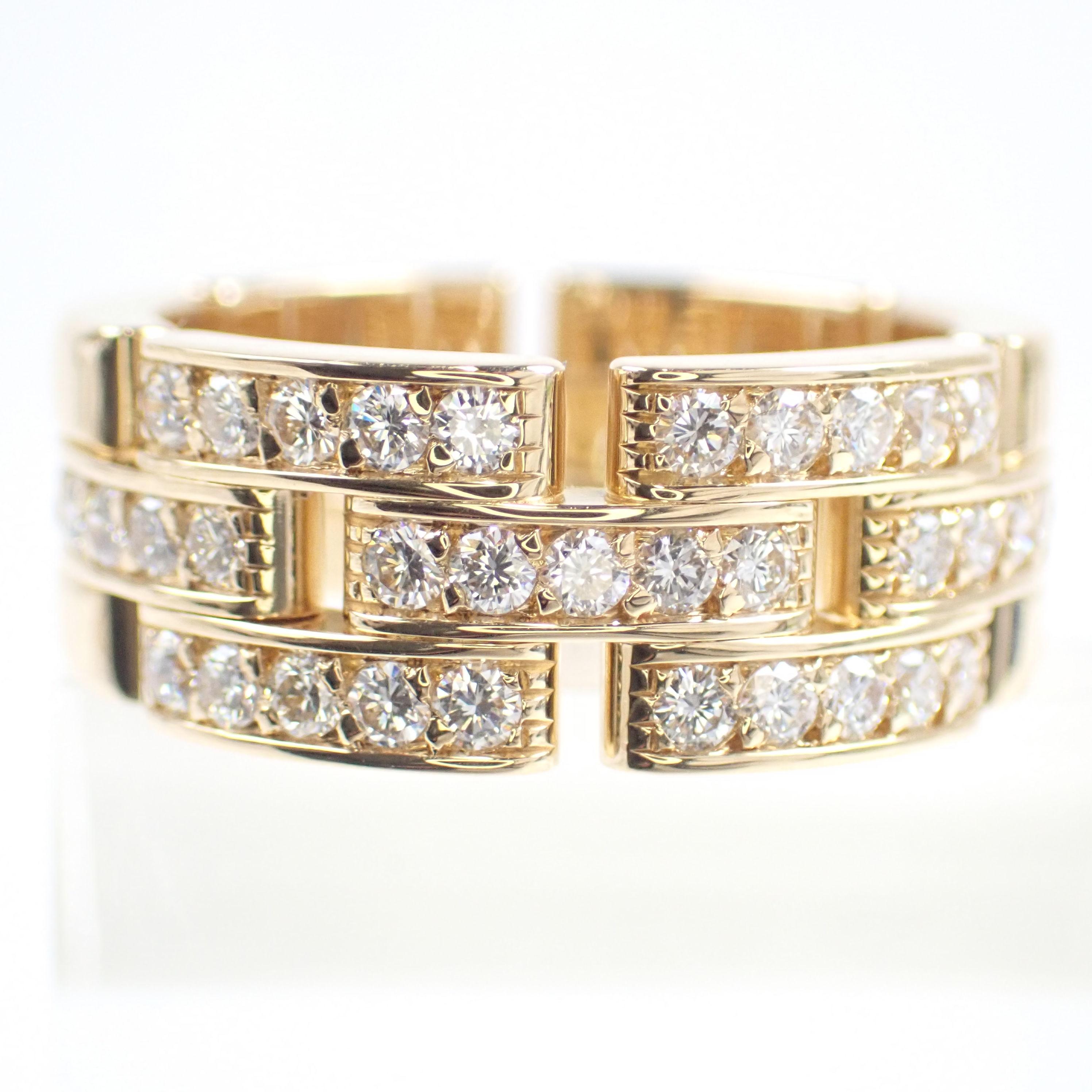 Brand : Cartier
Description: Panthere Ring Half Diamond 
Metal Type: 750 (YG) /  Yellow Gold
Total Weight: 12.5g
Size: 54
Diamonds: Thirty five
Diamonds Weight: 0.53ct
Width: 7.8 mm
Condition: Preowned; small signs of wearing
Box -  Not