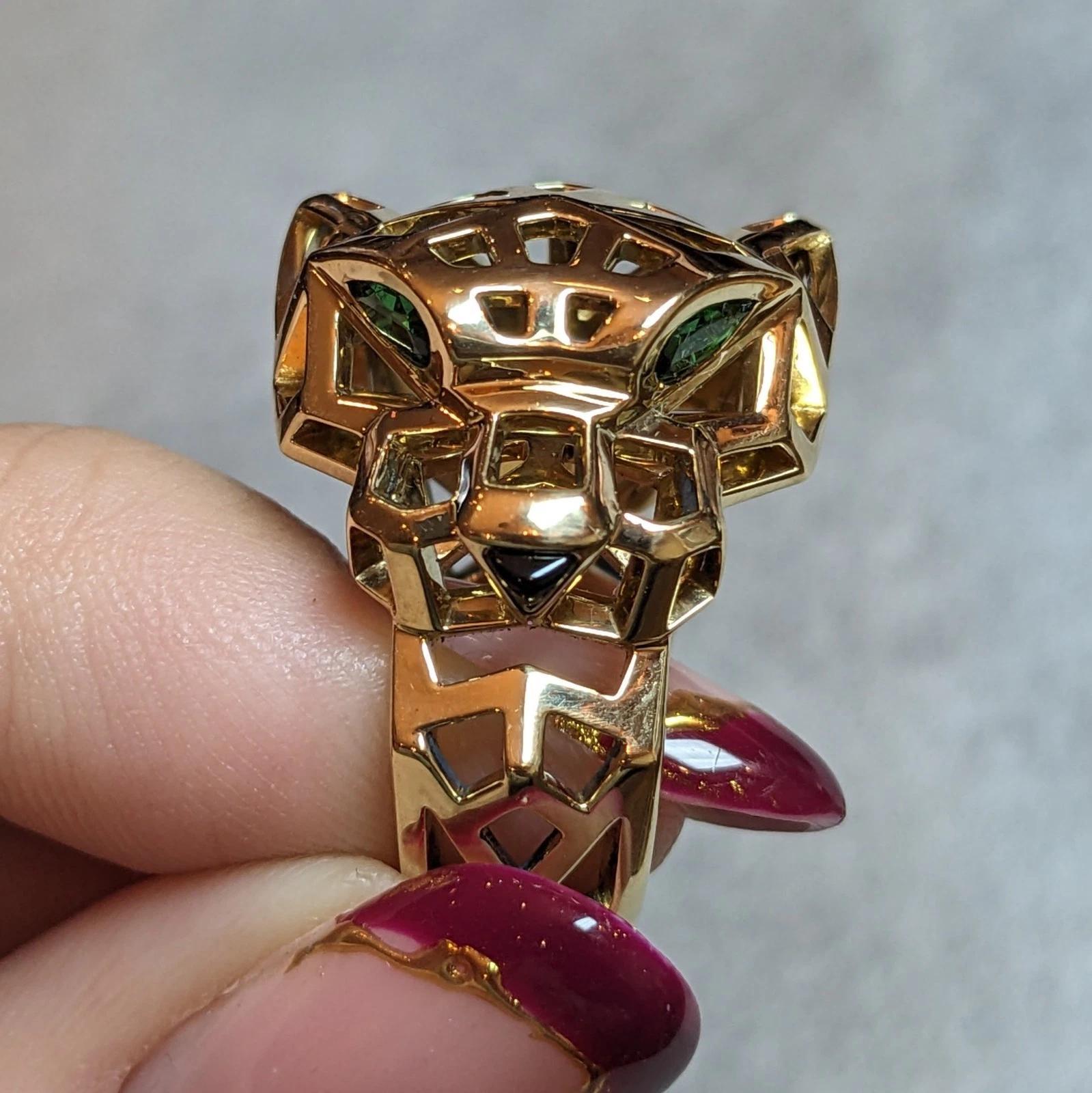Taglio misto Anello Cartier Panthere in oro giallo 18k misura 51 (5,75) in vendita