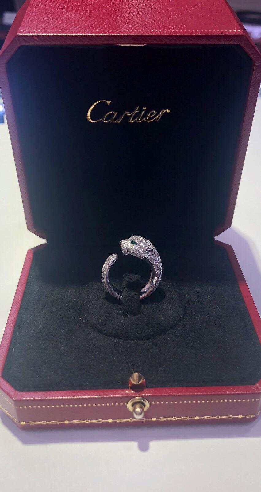 Cartier Panthere Ring with 2.39 Carat Diamonds, 18 Karat White Gold 2