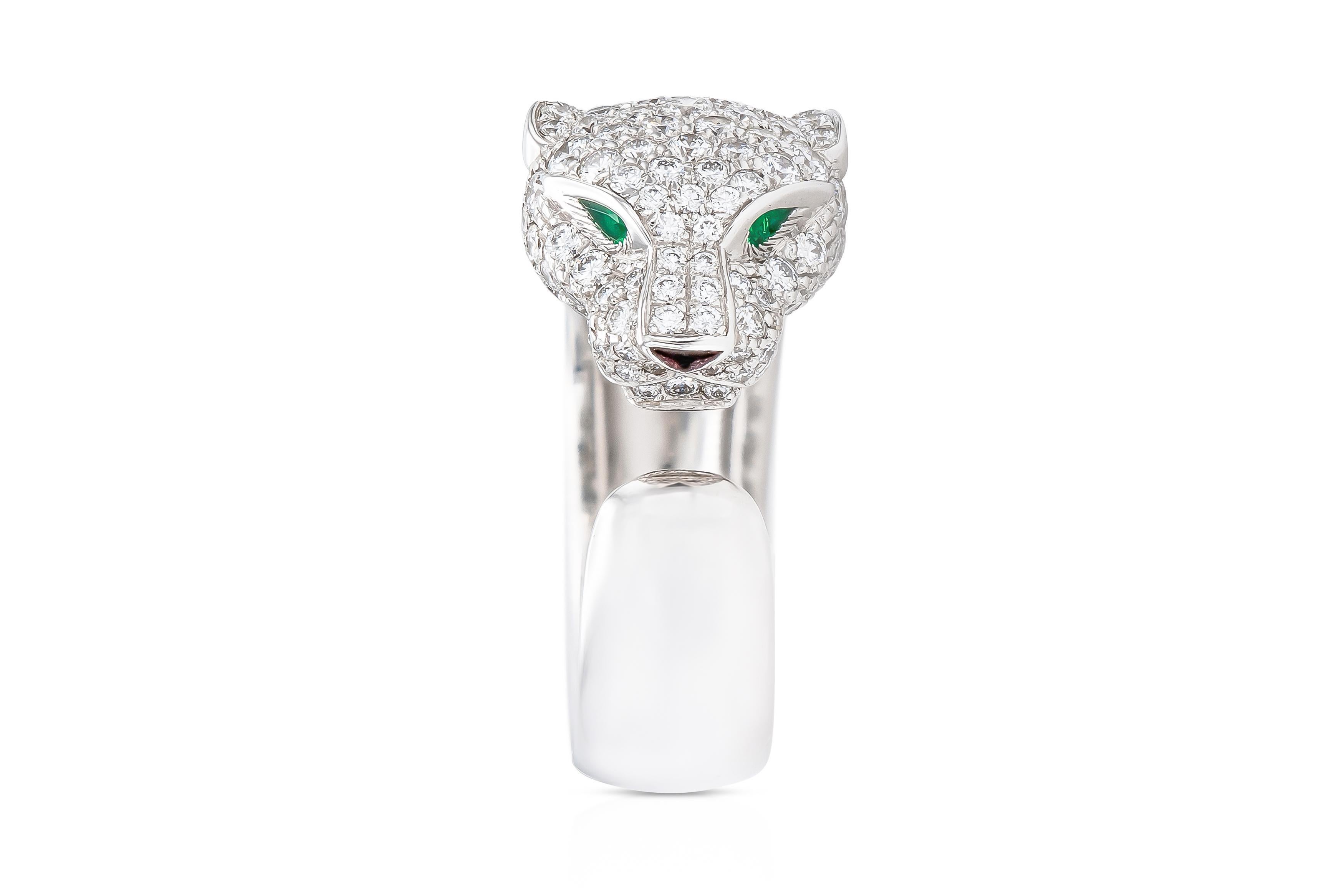 Round Cut Cartier Panthere Ring with Diamonds For Sale