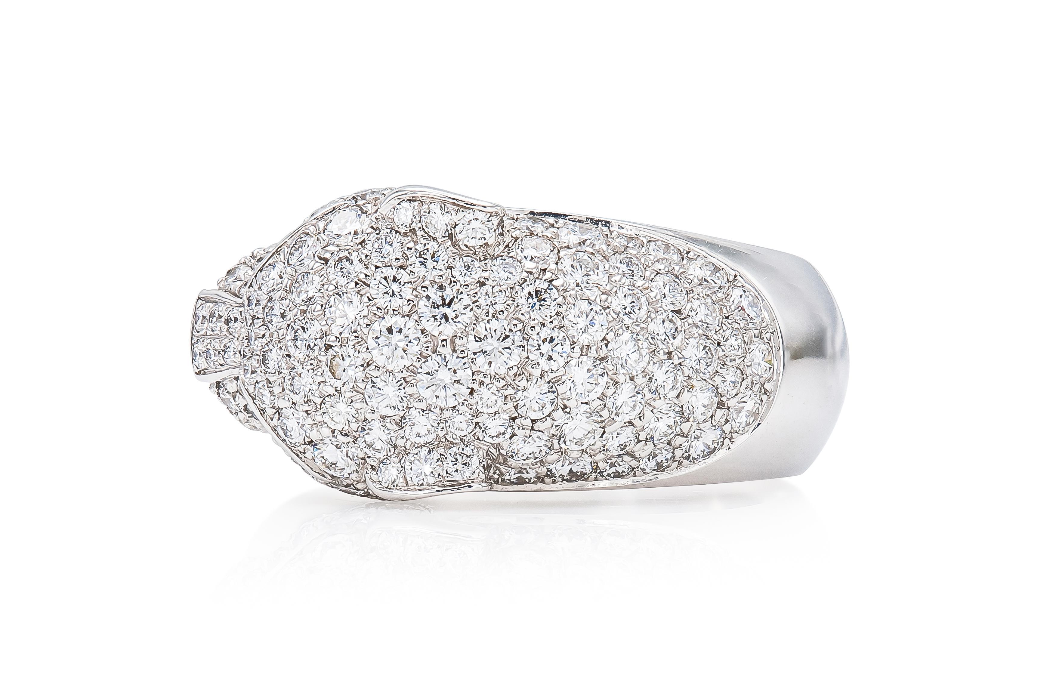 Cartier Panthere Ring with Diamonds In Good Condition For Sale In New York, NY