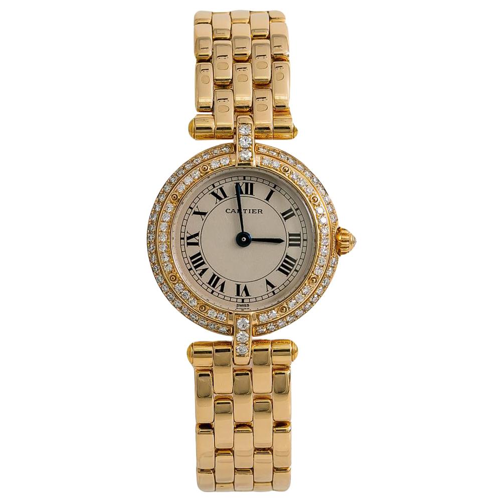 Cartier Panthere Round 8057916 Women's Quartz Watch Factory Diamond 18K Gold For Sale