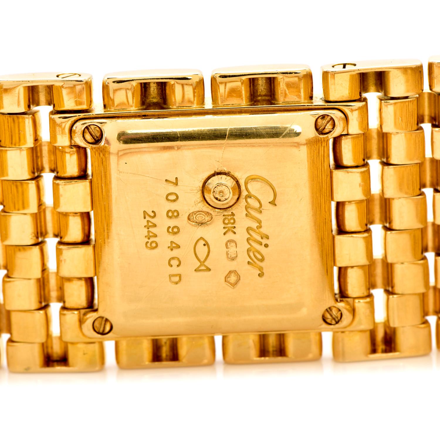 Round Cut Cartier Panthere Ruban Diamond 18K Gold Designer Watch