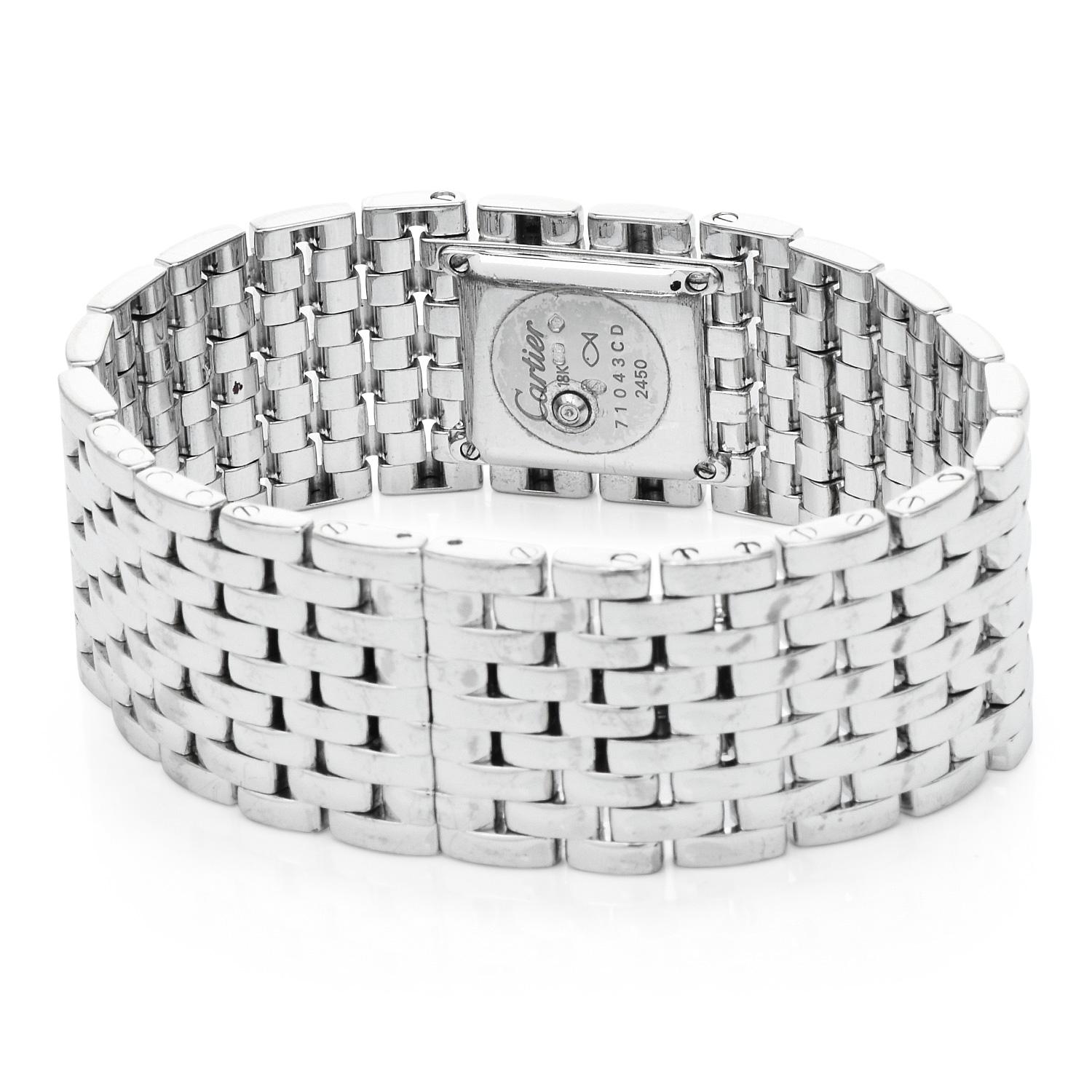 Modern Cartier Panthere Ruban Diamond 18K White Gold Link Ladies Bracelet Watch