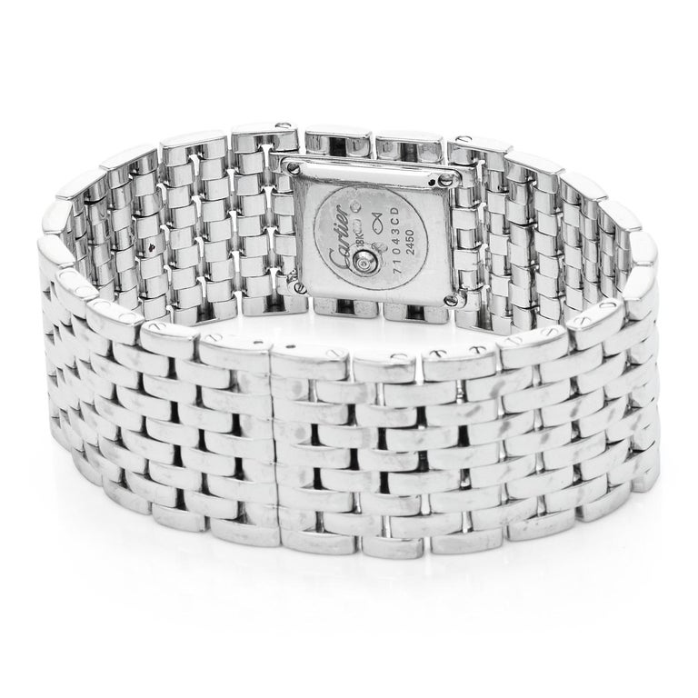 Women's Cartier Panthere Ruban Diamond 18K White Gold Link Ladies Bracelet Watch For Sale