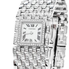 Cartier Montre-bracelet Panthère Ruban à maillons en or blanc 18 carats et diamants pour femmes