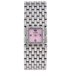 Retro Cartier Panthère Ruban Stainless Steel and Mother of Pearl Wristwatch